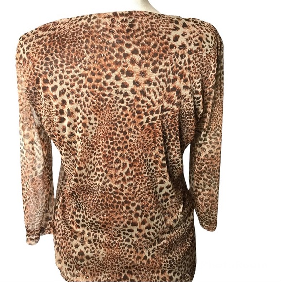 90s JUST B crystal zipper animal print mob wife bling jacket brown S - Picture 5 of 6